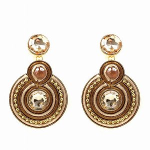 Dobbi MER4457NEUCR Soutache Stone Opal Bead Drop Dangle Post Earrings 