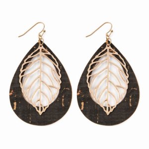 Dobbi TE7110BK Vintage Teardrop With Cast Meal Leaf Earrings ( Variety