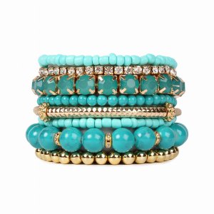 Dobbi HDB1286TQ Natural Stone Beads Stretch Bracelets Multi Color ( Va