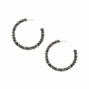 Dobbi KE7055BK Brass Beaded Post Hoop Earrings ( Variety Colors Availa