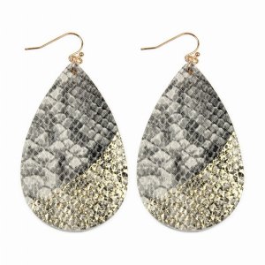 Dobbi CE2013BK Snake Skin  Fish Hook Teardrop Drop Dangling Earrings (