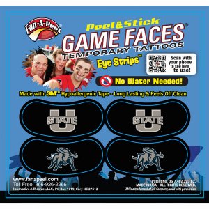 Innovative ES461R UTAH STATE Black Eye Strips Fan-a-peel  Gamesfaces (