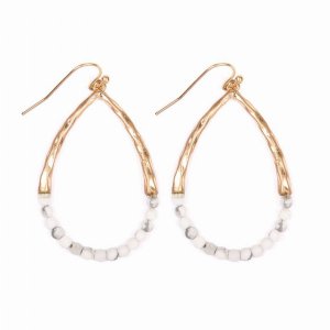 Dobbi ME3037WHT Semi Precious Pearshape Earrings ( Variety Colors Avai