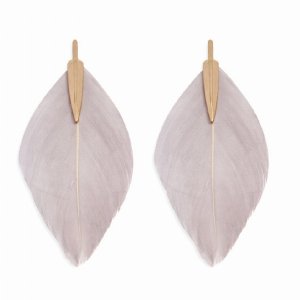 Dobbi B1E2464GY Single Feather Post Drop Dangling Earrings ( Variety O