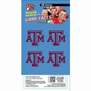 Innovative WCF69RTEXAS A&M Waterless Peel  Stick Temporary Tattoos Fan