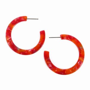 Dobbi VE2292RD Colorful Post Hoop Resin Earrings ( Variety Colors Avai