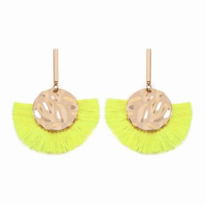 Dobbi SE6815NOGR Hammered Disc Drop Fan Tassel Dangle Earrings ( Varie