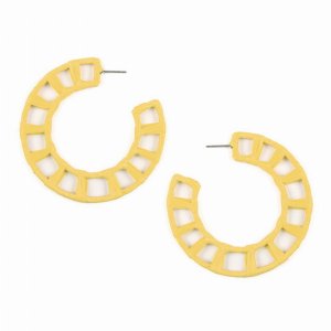 Dobbi IE0472YL Semi Circle Straw Wrapped Post Hoop Earrings( Variety C