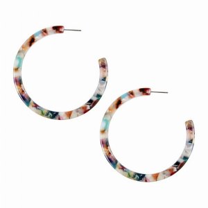 Dobbi VE2362LMT Colorful Post Hoop Resin Earrings ( Variety Colors Ava