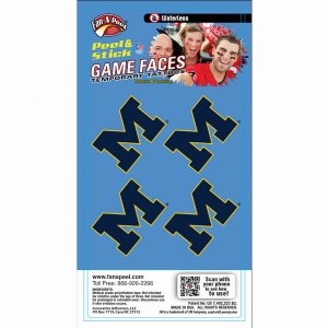 Innovative WCH34R MICHIGAN Waterless Peel  Stick Temporary Tattoos Fan