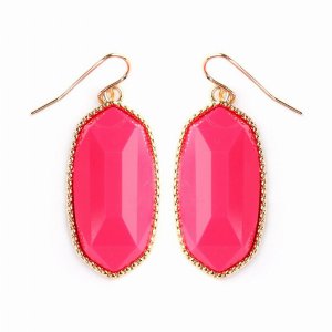 Dobbi VE-1117NOPK Gem Cut Small Drop Earrings ( Variety Of Colors Avai