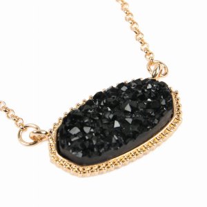 Dobbi VNE0531GDBK Resin Druzy Stone Pendant Necklaces ( Variety Colors