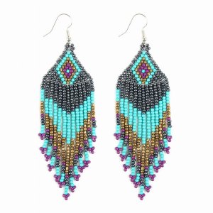 Dobbi HDE2580TQ Seed Beads Dangling Drop Earrings ( Variety Of Colors 