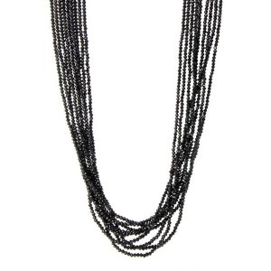 Saachiwholesale 606572 Multi Strand Black Beaded Long Necklace (pack O