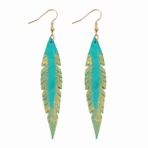 Dobbi HDE2501TQ Grunge Feather Leather Drop Dangle Earrings ( Variety 