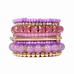 Dobbi HDB1286LV Natural Stone Beads Stretch Bracelets Multi Color ( Va