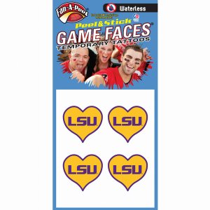 Innovative WCHRT50R LSU Waterless Peel  Stick Temporary Tattoos Fan-a-