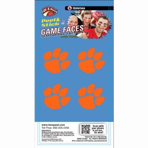 Innovative WCB07R CLEMSON Waterless Peel  Stick Temporary Tattoos Fan-