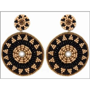 Dobbi 13-2762Black Colorful Round Beaded Drop Dangling Earrings ( Vari