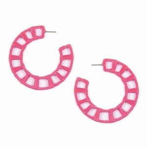 Dobbi IE0472PK Semi Circle Straw Wrapped Post Hoop Earrings( Variety C