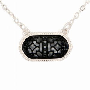 Dobbi N-0903MATSVBK Oval Shape Filigree Necklaces ( Variety Of Colors 