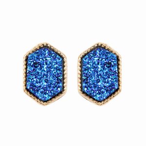 Dobbi VE2334GDMBL Druzy Hexagon Post Stud Earrings ( Variety Of Colors