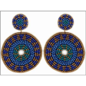 Dobbi 13-2762Teal Colorful Round Beaded Drop Dangling Earrings ( Varie