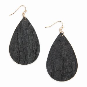 Dobbi HDE2564BK Tree Bark Teardrop Metal Drop Dangling Earrings ( Vari