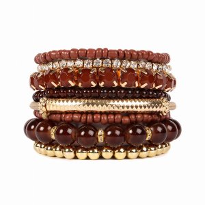 Dobbi HDB1286BR Natural Stone Beads Stretch Bracelets Multi Color ( Va