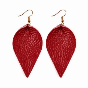 Dobbi HDE2205RD Teardrop Shape Pinched Leather Earrings ( Variety Of C