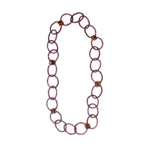 Saachiwholesale 608082 Matte Red Beaded Linked Circle Drop Necklace (p