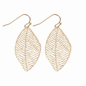 Dobbi E7977GD Textured Filigree Leaf Drop Earrings ( Variety Colors Av