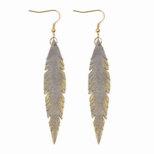 Dobbi HDE2501GY Grunge Feather Leather Drop Dangle Earrings ( Variety 