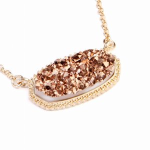 Dobbi VNE0531GDCP Resin Druzy Stone Pendant Necklaces ( Variety Colors