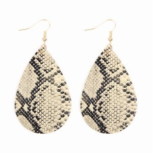 Dobbi HDE2620BR Snake Skin Leather Teardrop Dangle Earrings ( Variety 