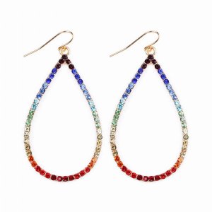 Dobbi VE2578ML Multi-color Rhinestone Teardrop Drop Dangling Earrings 