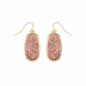 Dobbi VE2372CP Oval Druzy Dangling Drop Hook Earrings ( Variety Colors