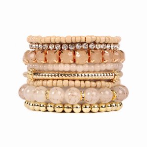 Dobbi HDB1286LBR Natural Stone Beads Stretch Bracelets Multi Color ( V