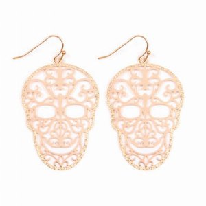 Dobbi E7967GD Filigree Skull Drop Dangling Earrings ( Variety Colors A