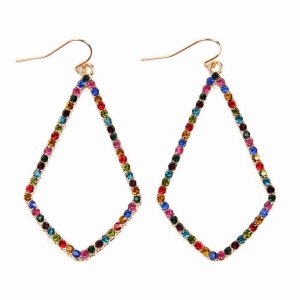 Dobbi VE2577GDDMT Rhinestone Embellish Drop Dangle Earrings ( Variety 