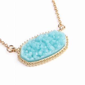 Dobbi VNE0531GDAQ Resin Druzy Stone Pendant Necklaces ( Variety Colors