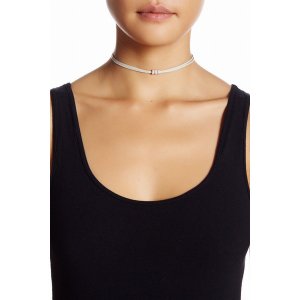 Saachiwholesale 608788 Metallic Taupe Leather Choker With Crystal (pac