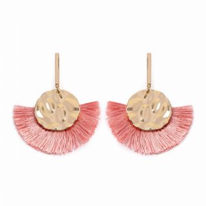 Dobbi SE6815PK Hammered Disc Drop Fan Tassel Dangle Earrings ( Variety