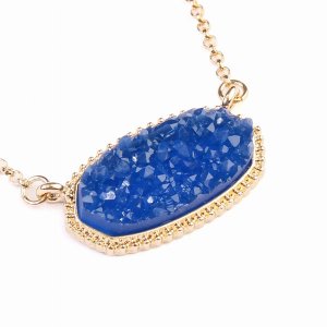 Dobbi VNE0531GDBL Resin Druzy Stone Pendant Necklaces ( Variety Colors