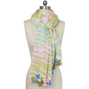 Saachiwholesale 130063 Multi Pastel Tassel Scarf (pack Of 1)