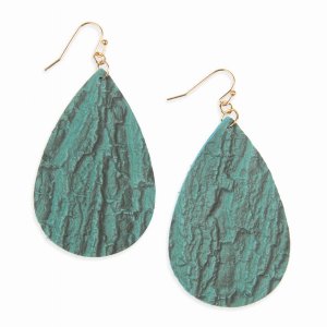 Dobbi HDE2564TQ Tree Bark Teardrop Metal Drop Dangling Earrings ( Vari