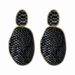 Dobbi HDE2589BK Snake Skin Printed Faceted Post Earrings ( Variety Of 