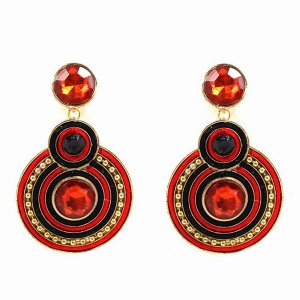 Dobbi MER4457REBK Soutache Stone Opal Bead Drop Dangle Post Earrings (