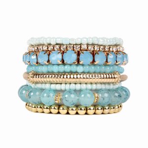 Dobbi HDB1286LBL Natural Stone Beads Stretch Bracelets Multi Color ( V