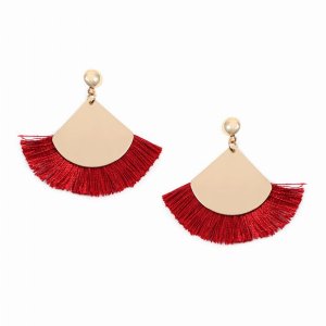 Dobbi SE6813RD Fan Shape Tassel Post Drop Dangle Earrings ( Variety Of